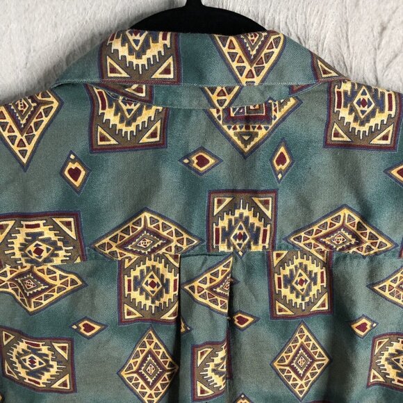Vintage Western Shirt Mens Extra Large Green Aztec Indian Southwestern Cotton US - Picture 14 of 16